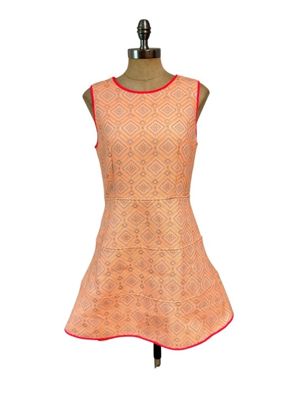 Sail to Sable Melon Jacquard Flare Dress Size 10